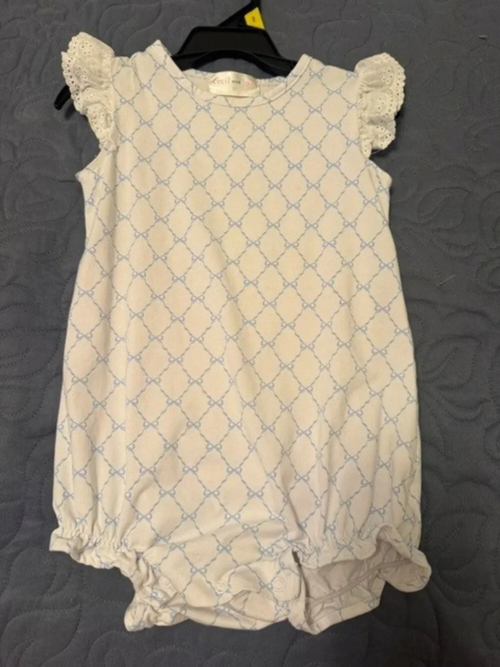 LITTLE GIRLS CECIL & LOU WHITE/BLUE BUBBLE SOFT COTTON SIZE 2T